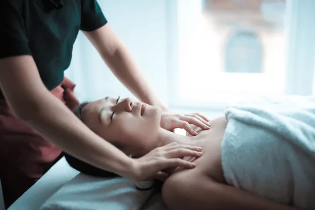 woman getting lymphatic massage